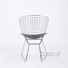 Bertoia хромированный металл с черной подушкой из экокожи