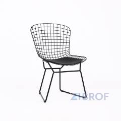 Bertoia металлический черный с черной подушкой из экокожи