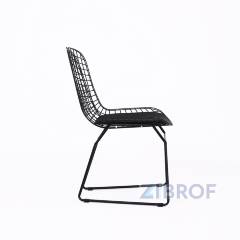 Bertoia металлический черный с черной подушкой из экокожи