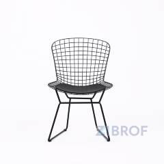 Bertoia металлический черный с черной подушкой из экокожи