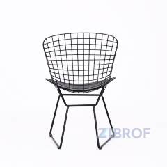 Bertoia металлический черный с черной подушкой из экокожи