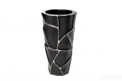 ZSC872-19BL  Кашпо d26*48см черное с серебром