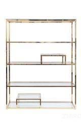 GY-SH8005GOLD  Стеллаж стекло прозр./золото 140*38*180 см