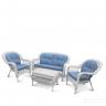 Плетеный комплект для отдыха из искусственного ротанга LV-520 White/Blue в Краснодаре